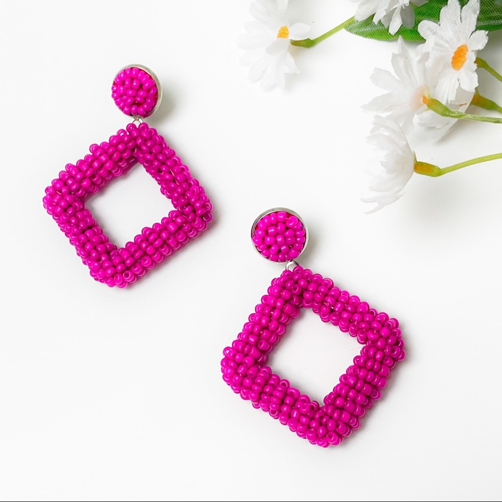 Pink Beaded Diamond earrings